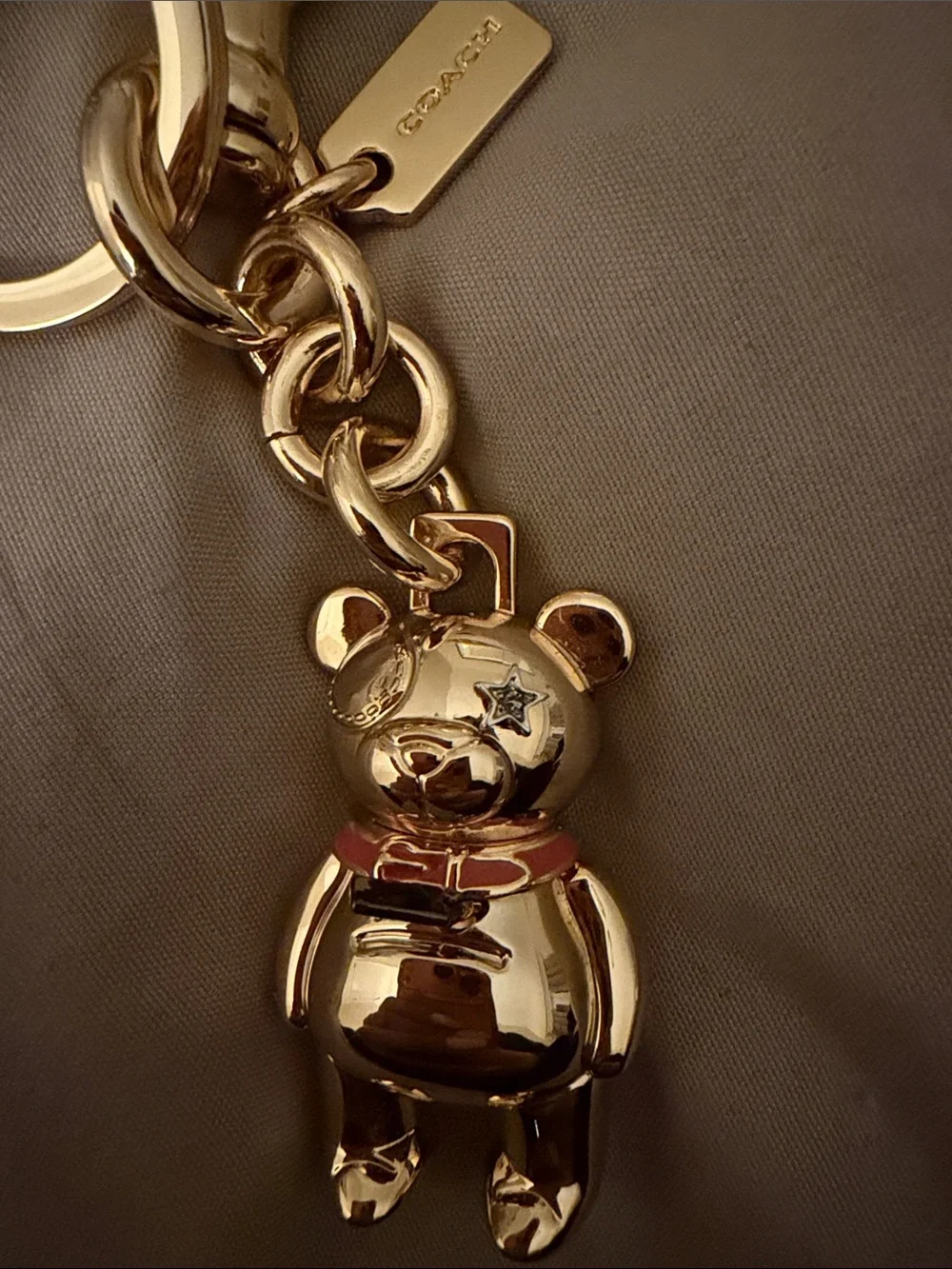 Gold Teddy Bear Keychain - Coach
